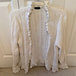 Grace White Ruffled Cardigan